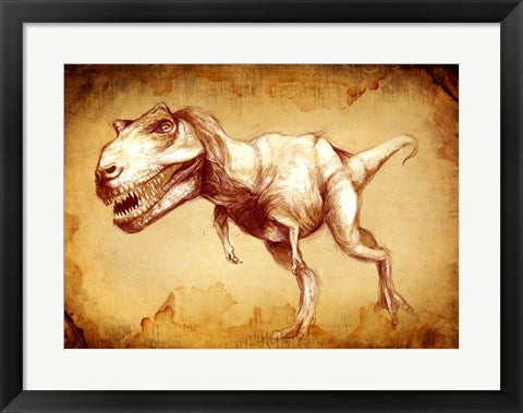Framed Art T Rex Sketch Wall Decor 18x24 Artwork