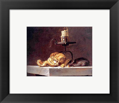 Framed Art Willem Van Aelst Still Life with Mouse and Candle Wall Decor 18x24 Artwork