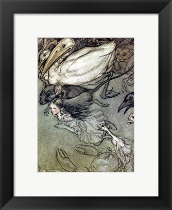 Framed Art Frame Art Alice in Wonderland, The Pool of Tears by Arthur Rackham Wall Decor 18x24 Artwork