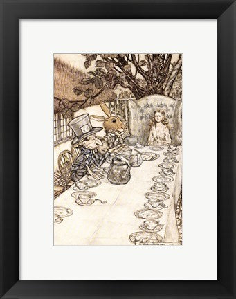 Framed Art Frame Art Alice in Wonderland A Mad Tea Party by Arthur Rackham Wall Decor 18x24 Artwork