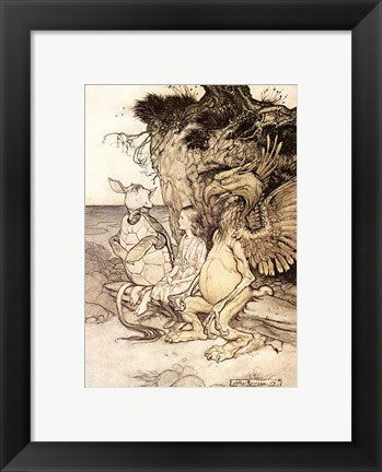 Framed Art Frame Art Alice in Wonderland, That's very curious by Arthur Rackham Wall Decor 18x24 Artwork