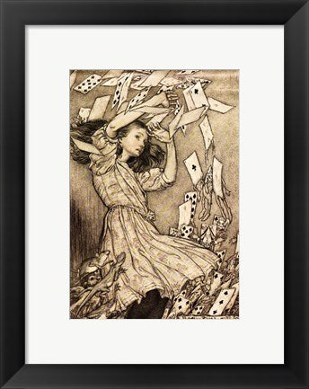 Framed Art Frame Art Alice in Wonderland - cards by Arthur Rackham Wall Decor 18x24 Artwork