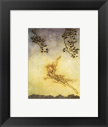 Framed Art Puck, a Sprite by Arthur Rackham Wall Decor 18x24 Artwork