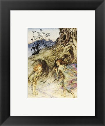 Framed Art Puck and a Fairy by Arthur Rackham Wall Decor 18x24 Artwork