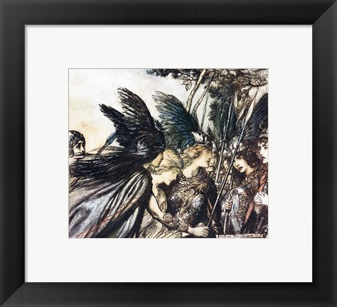 Framed Art Rhinegold and the Valkyries by Arthur Rackham Wall Decor 18x24 Artwork
