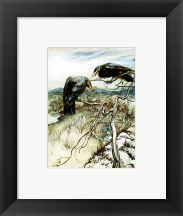 Framed Art The Two Corbies by Arthur Rackham Wall Decor 18x24 Artwork