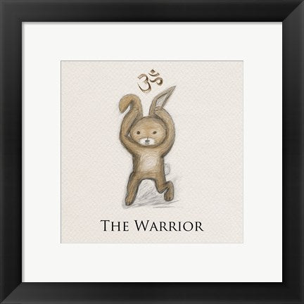 Framed Art Bunny Yoga,The Warrior Pose Wall Decor 18x24 Artwork