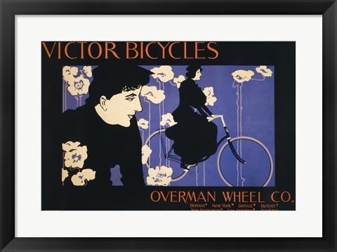 Framed Art Victor Bicycles Wall Decor 18x24 Artwork