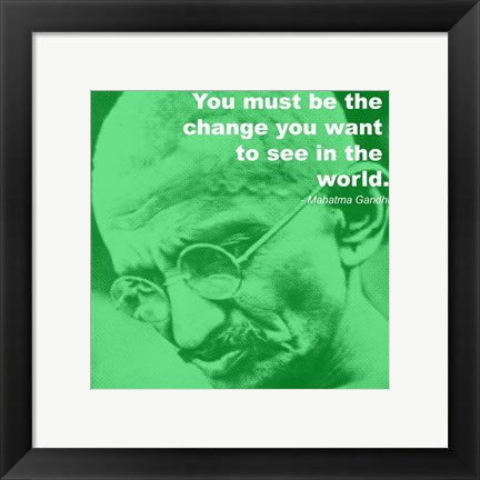 Framed Art Gandhi - Change Quote Wall Decor 18x24 Artwork