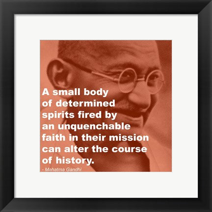 Framed Art Gandhi - Determination Quote Wall Decor 18x24 Artwork