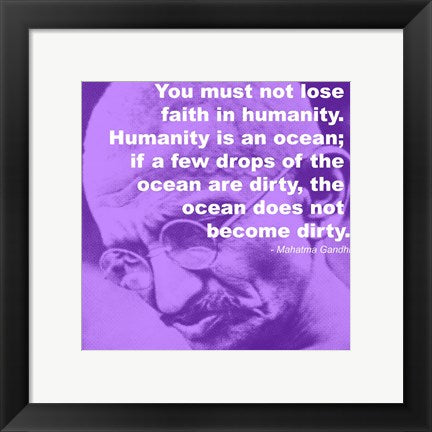 Framed Art Gandhi - Ocean Quote Wall Decor 18x24 Artwork