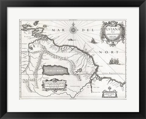1635 Blaeu Map Guiana, Venezuela, and El Dorado