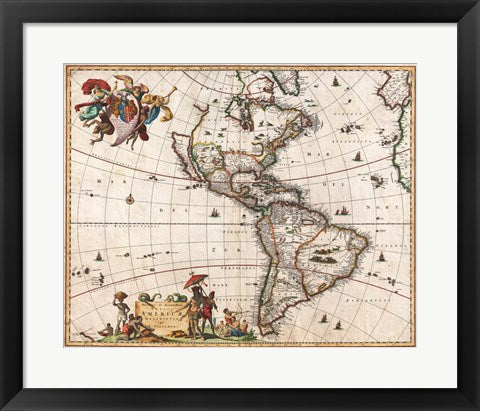1658 Visscher Map of North America and South America 1658
