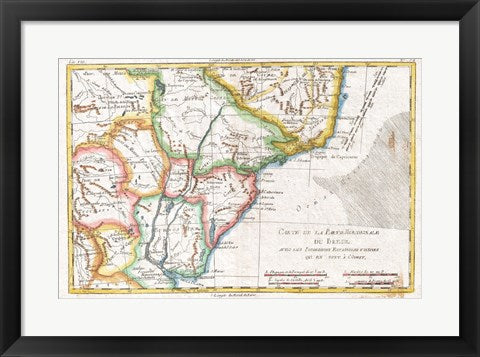 Framed Art Frame Art 1780 Raynal and Bonne Map of South America Wall ...