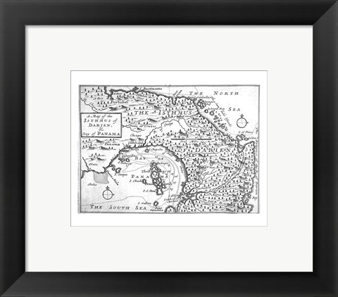 Framed Art Map of the Isthmus of Darien and Panama Wall Decor 18x24 Artwork