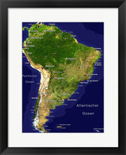 South America - Satellite Orthographic Political Map
