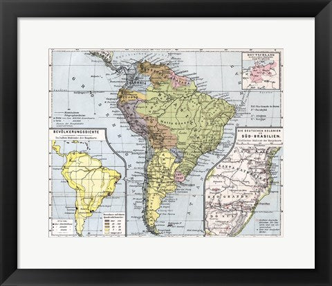 Framed Art Suedamerika 1905 Wall Decor 18x24 Artwork