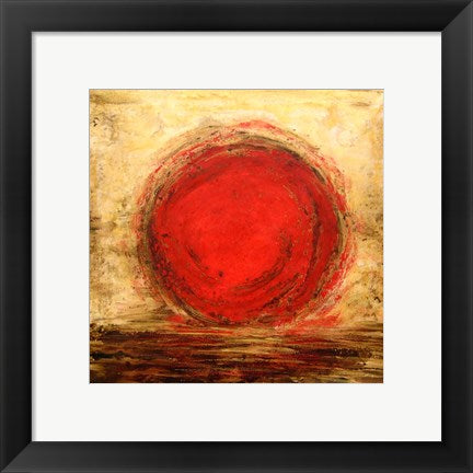 Framed Art Red Sun Wall Decor 18x24 Artwork
