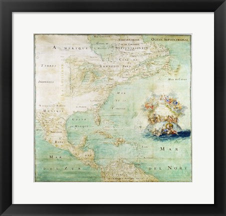 Framed Art Frame Art Claude Bernou Carte de lAmerique septentrionale Wall Decor 18x24 Artwork
