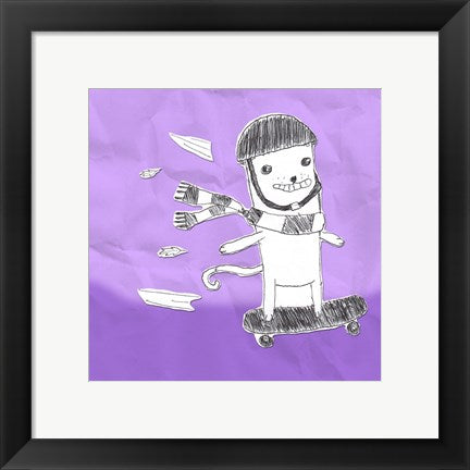 Framed Art Skateboarding Cat I by Tyler Kearns Wall Decor 18x24 Artwork