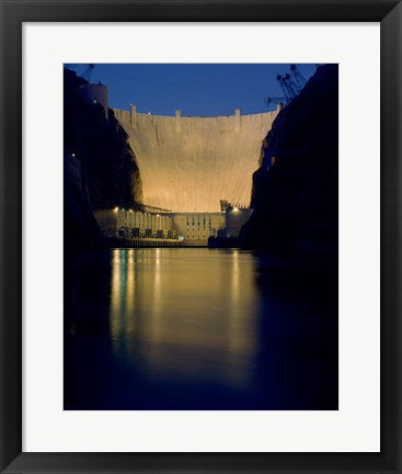 Framed Art Hoover Dam at night Wall Decor 18x24 Artwork