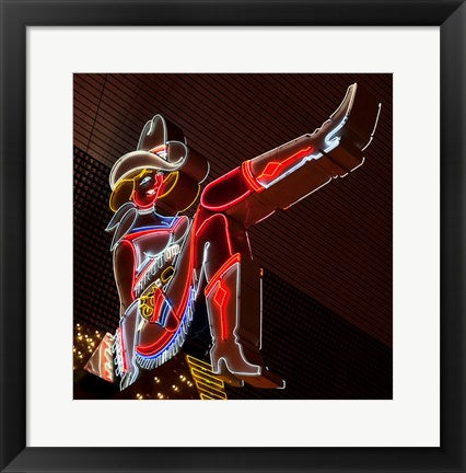 Framed Art Glitter Girl neon sign at the Freemont Street Experience Wall Decor 18x24 Artwork