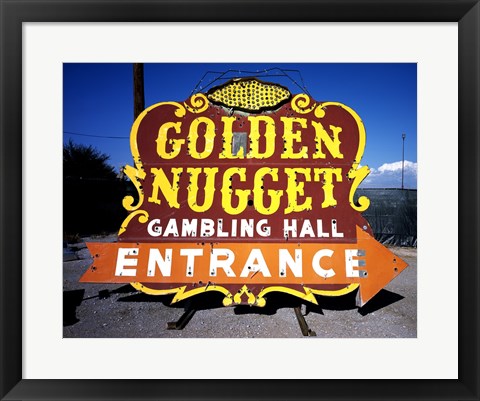 Framed Art Golden Nugget historic casino sign in the Neon Boneyard, Las Vegas Wall Decor 18x24 Artwork