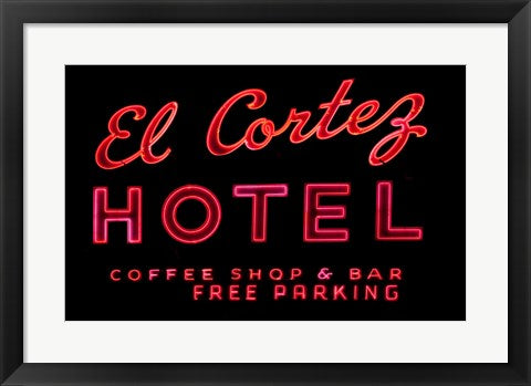 Framed Art Historic El Cortez Hotel neon sign, Freemont Street, Las Vegas Wall Decor 18x24 Artwork