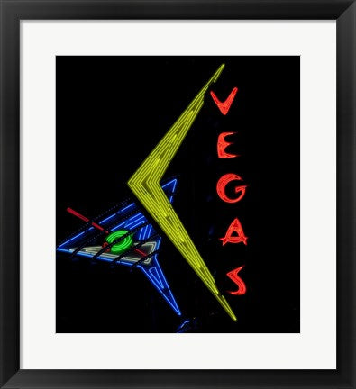 Framed Art Historic Vegas neon sign, Freemont Street, Las Vegas Wall Decor 18x24 Artwork