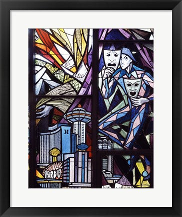 Framed Art Stained glass window in the Guardian Angel Cathedral, Las Vegas, Nevada Wall Decor 18x24 Artwork