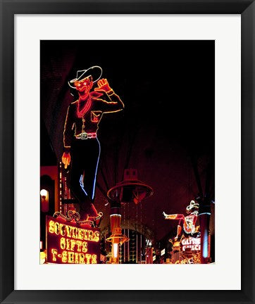 Framed Art Vegas Vic on Freemont Street in Las Vegas Wall Decor 18x24 Artwork
