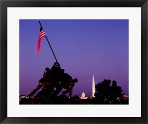 Framed Art Iwo Jima Memorial at dusk, Washington, D.C. Wall Decor 18x24 Artwork