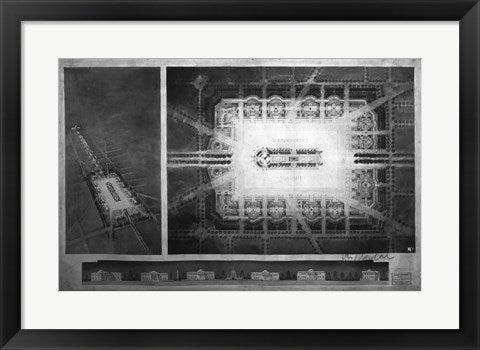 Framed Art Proposed drawing for Independence Square, Washington Memorial II Wall Decor 18x24 Artwork