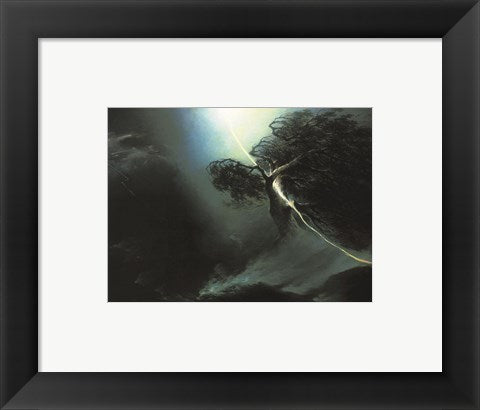 Framed Art Lightning Strike Wall Decor 18x24 Artwork