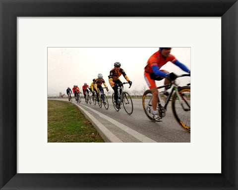 Framed Art Military Cyclists in pace line Wall Decor 18x24 Artwork