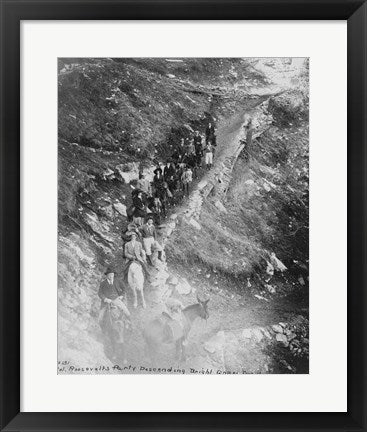 Framed Art Frame Art Col. Roosevelt's party descending Bright Angel Trail Wall Decor 18x24 Artwork