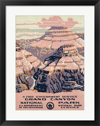 Framed Art Grand Canyon National Park, a free government service Wall Decor 18x24 Artwork
