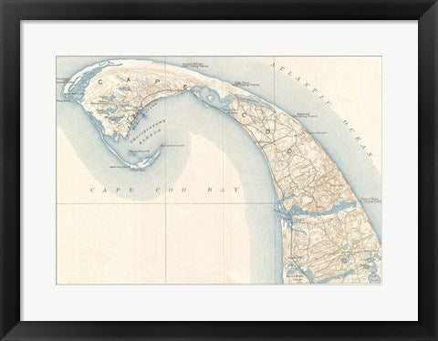Framed Art Frame Art 1908 U.S. Geological Survey Map of Provincetown, Cape Cod, Massachusetts1908 Wall Decor 18x24 Artwork