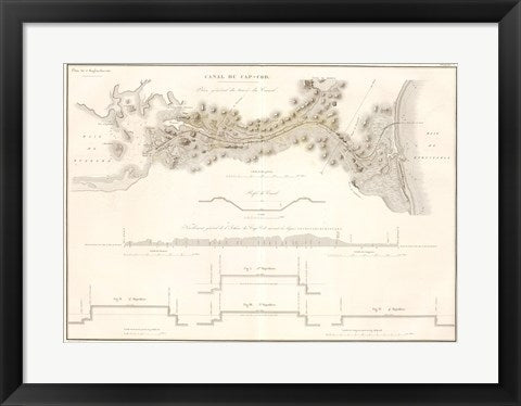 Framed Art Frame Art Canal du Cape-Cod Massachusetts, 1834 map Wall Decor 18x24 Artwork