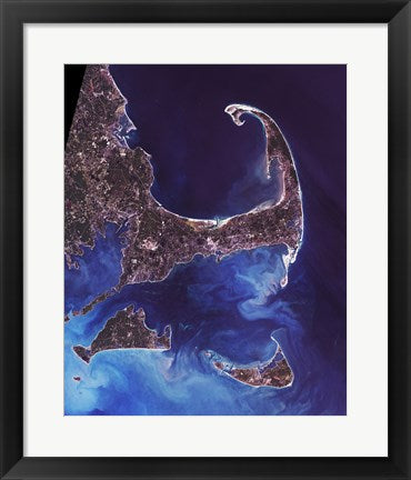 Framed Art Cape Cod - from space Framed Art for your Home Wall Decor 18x24 Artwork