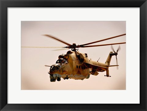 Framed Art Frame Art Afghan Air Corps Mi-35 on Kandahar, 2009 Wall Decor 18x24 Artwork