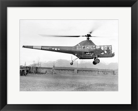 Framed Art Frame Art Alaska, 17 May 1947, 10th Rescue Squadron helicopter Wall Decor 18x24 Artwork