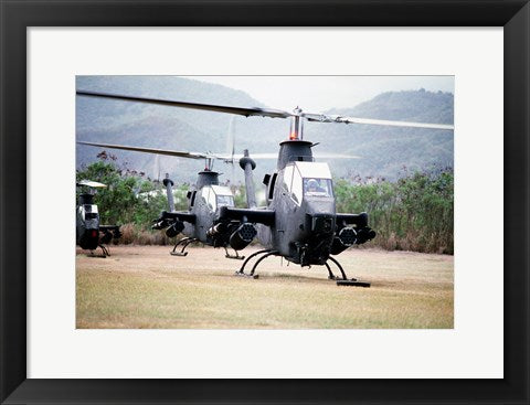Framed Art Three AH-1 Cobra gunship helicopters Wall Decor 18x24 Artwork