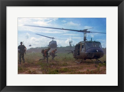 Framed Art UH-1D helicopters in Vietnam 1966 Wall Decor 18x24 Artwork