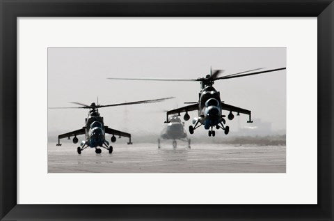 Framed Art MI-35 attack helicopters from the Afghan National Army Air Corps Wall Decor 18x24 Artwork