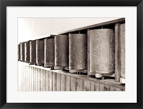 Framed Art Tibetan Prayer Wheels by Rob Sturcke Wall Decor 18x24 Artwork