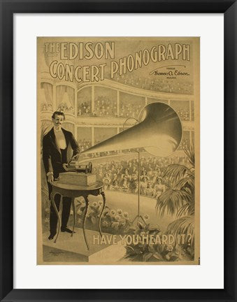 Framed Art The Edison concert phonograph Have you heard it Wall Decor 18x24 Artwork