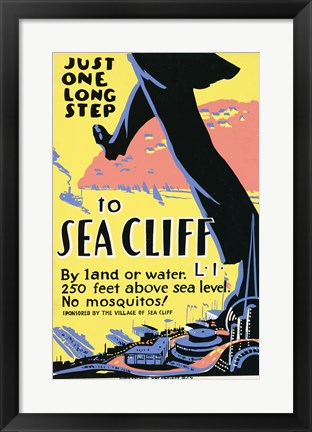 Framed Art Just one long step to Sea Cliff Wall Decor 18x24 Artwork