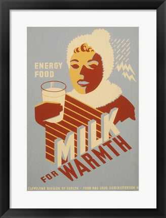 Framed Art Milk - for warmth Energy food Wall Decor 18x24 Artwork