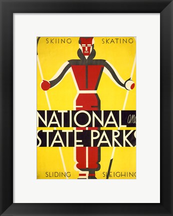 Framed Art National and state parks, skiing, skating, sliding, sleighing Wall Decor 18x24 Artwork